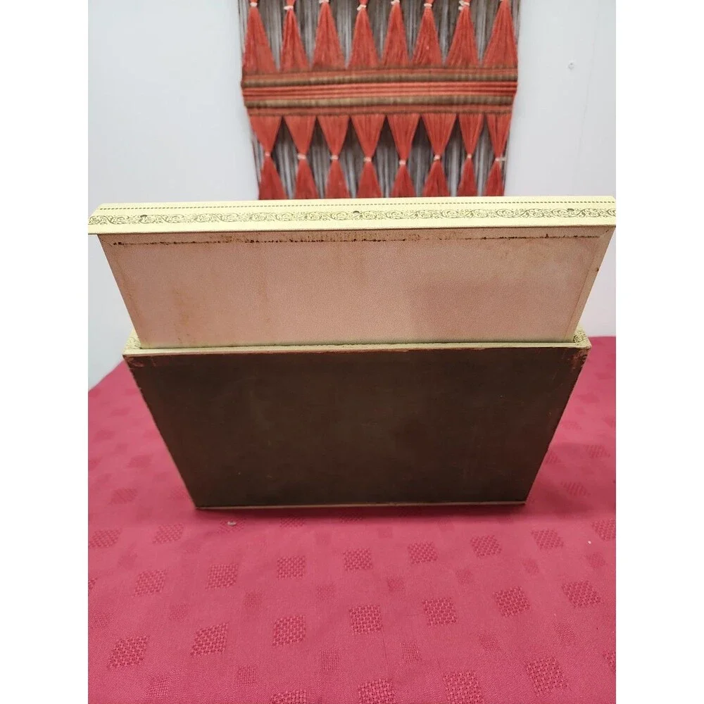 Vintage 1960's Mele & Co. Auto Open Jewelry Box W Original Key Red Velvet Lined